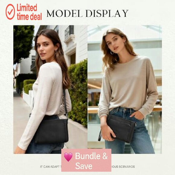 Genuine Leather Crossbody Bag with RFID Blocking, Wristlet & Adjustable Strap - Picture 3 of 8